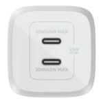 Belkin Φορτιστής Χωρίς Καλώδιο GaN με 2 Θύρες USB-C 45W Power Delivery Λευκός (WCH011vfWH)