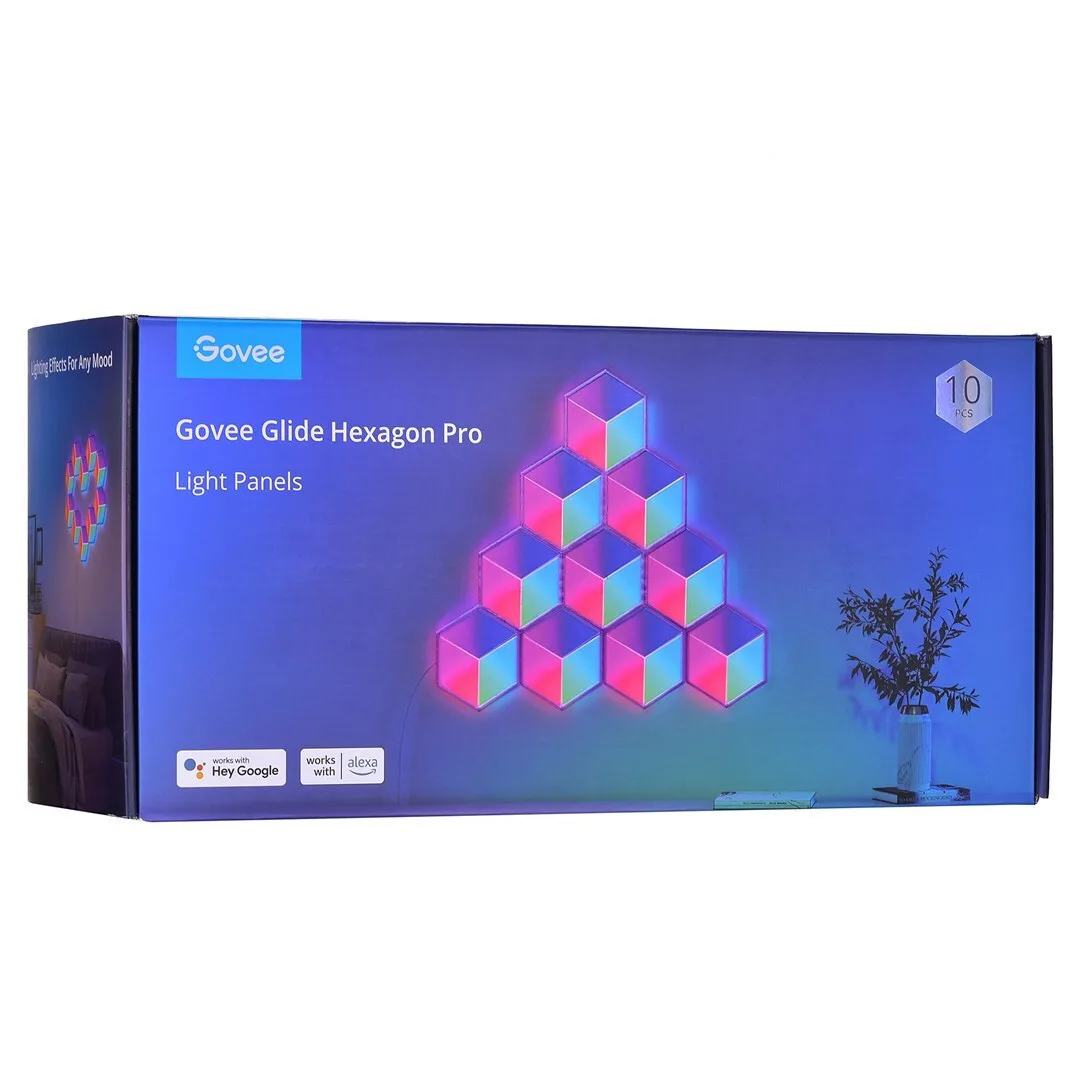 Govee Smart Διακοσμητικό Φωτιστικό Glide Hexa Pro LED RGBIC Hexagon 10τμχ H6066302 - Image 1