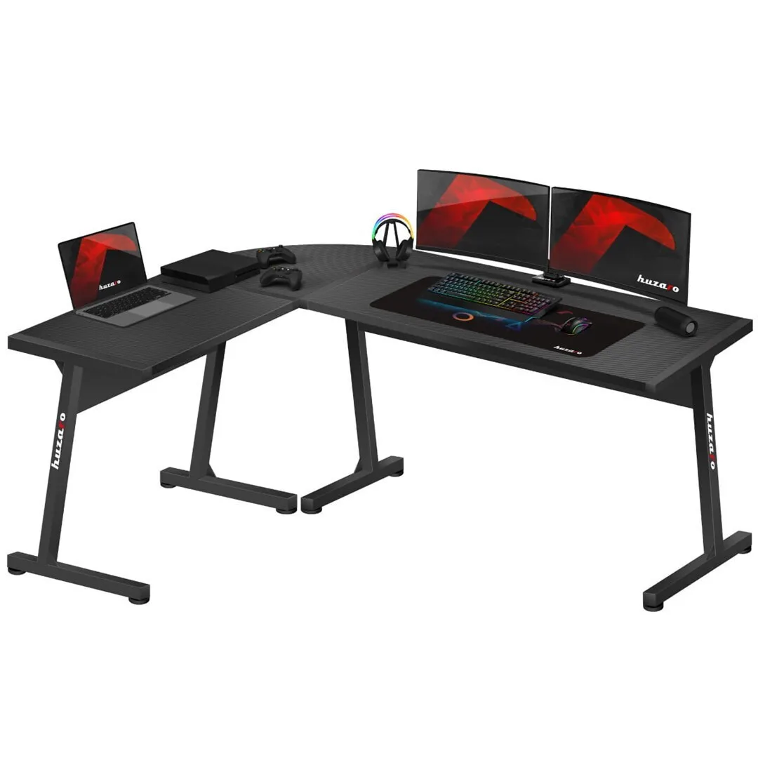 Γωνιακό Γραφείο Gaming Hero 6.0 Ξύλινο Black με Μεταλλικά Πόδια 147x112x74εκ. HZ-Hero 6.0 - Image 1