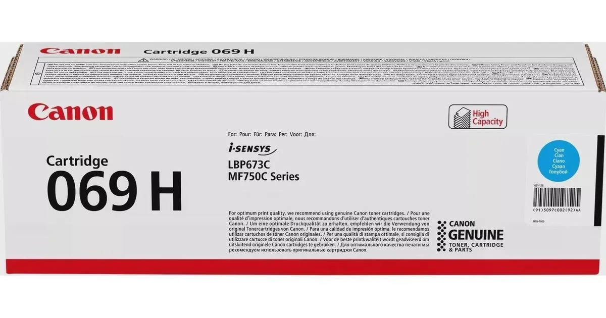 Canon 069H Γνήσιο Toner Laser Εκτυπωτή Κυανό High Yield 5500 Σελίδων (5097C002) - Image 1