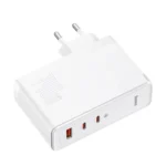 Baseus Φορτιστής GaN με Θύρα USB-A και 2 Θύρες USB-C και Καλώδιο USB-C - USB-C 140W Λευκός (Gan5)