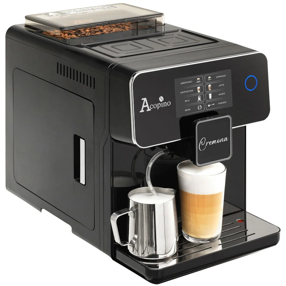 Acopino Cremona Αυτόματη Μηχανή Espresso 1500W Πίεσης 19bar με Μύλο Άλεσης Μαύρη - Image 1