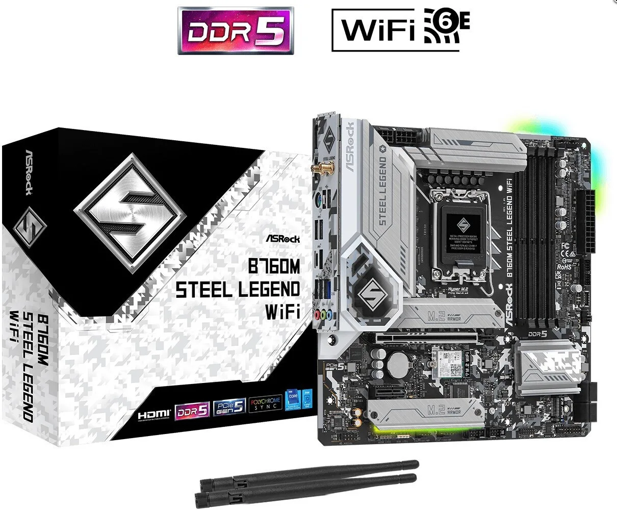 ASRock B760M Steel Legend WiFi Motherboard Micro ATX με Intel 1700 Socket 90-MXBL70-A0UAYZ - Image 1