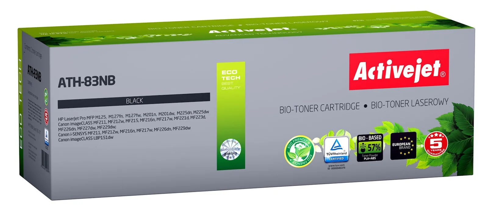 Active Jet Bio Συμβατό Toner για Laser Εκτυπωτή HP 83A CF283A 1500 Σελίδων Μαύρο - Image 1
