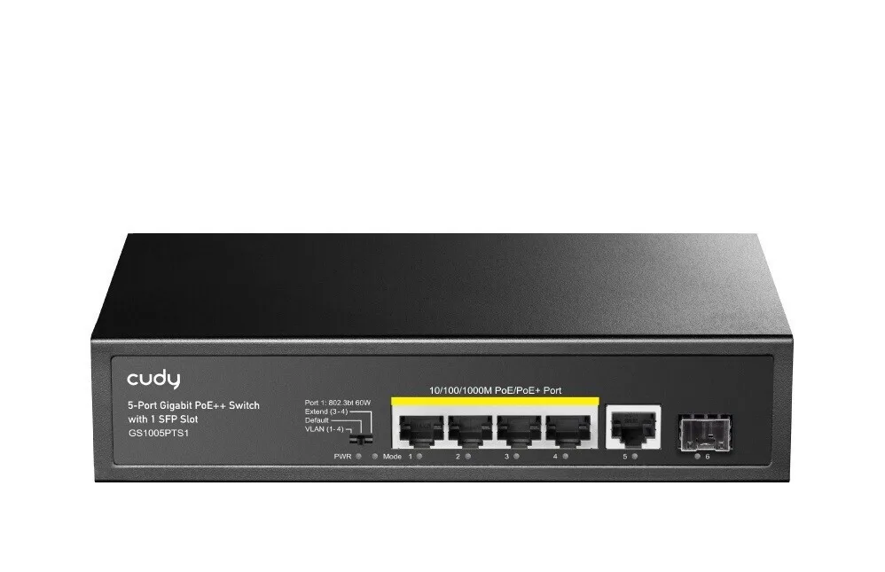 Cudy GS1005PTS1 Unmanaged L2 PoE+ Switch με 5 Θύρες Gigabit (1Gbps) Ethernet και 1 SFP Θύρα - Image 1