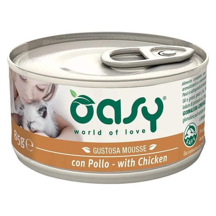 Oasy World of Love Υγρή Τροφή για Ενήλικες Γάτες σε Κονσέρβα με Κοτόπουλο χωρίς Σιτηρά 85gr - Image 1