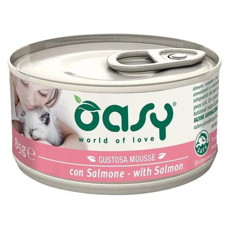 Oasy World of Love Υγρή Τροφή για Ενήλικες Γάτες σε Κονσέρβα με Σολομό χωρίς Σιτηρά 85gr - Image 1
