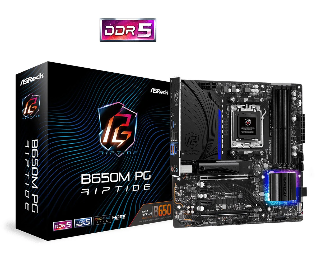 ASRock B650M PG Riptide Motherboard Micro ATX με AMD AM5 Socket 90-MXBJ90-A0UAYZ - Image 1