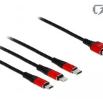 DeLock Regular USB to Lightning / Type-C / micro USB Cable Μαύρο 1m (85892)