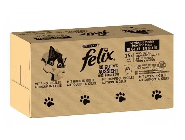 20230206121136_purina_felix_mix_ygri_trofi_gia_enilikes_gates_se_fakelaki_me_kotopoulo_moschari_solomo_se_zele_85gr_120tmch Felix Felix Mix Υγρή Τροφή για Ενήλικες Γάτες σε Φακελάκι με Κοτόπουλο, Μοσχάρι και Σολομό χωρίς Γλουτένη 120x85gr DLKPUIKAM0002 - Image 1