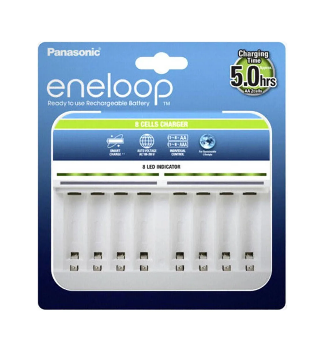 Panasonic Eneloop 8 Slots BQ-CC63 Φορτιστής 8 Μπαταριών Ni-MH Μεγέθους AA/AAA σε Λευκό χρώμα - Image 1