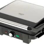 Adler AD3051 Επιτραπέζια Ηλεκτρική Ψησταριά Αυλακωτής Πλάκας 2200W με Καπάκι και Ρυθμιζόμενο Θερμοστάτη 29x24εκ. AD 3051
