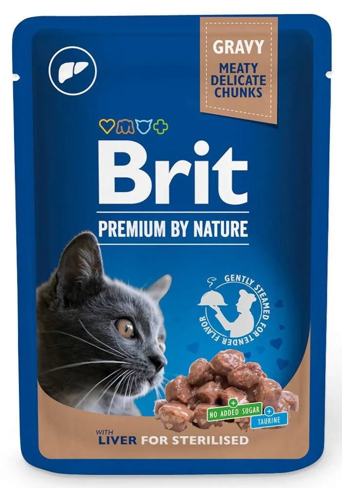 Brit Premium Sterilised Υγρή Τροφή για Ενήλικες Γάτες σε Φακελάκι με Συκώτι χωρίς Γλουτένη 100gr 306085 - Image 1