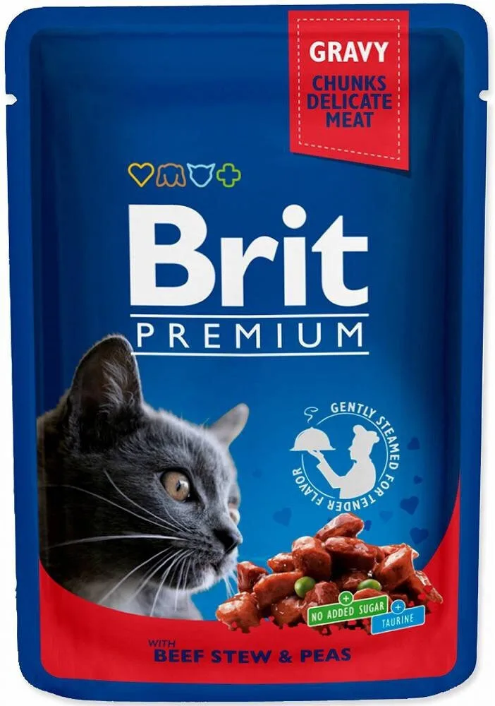 Brit Premium Υγρή Τροφή για Ενήλικες Γάτες σε Φακελάκι με Βοδινό χωρίς Γλουτένη 100gr 306082 - Image 1