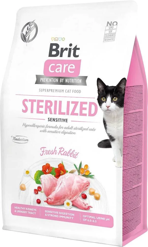 Brit Care Sterilized Sensitive Ξηρά Τροφή χωρίς Σιτηρά για Ενήλικες Στειρωμένες Γάτες με Κουνέλι 2kg - Image 1