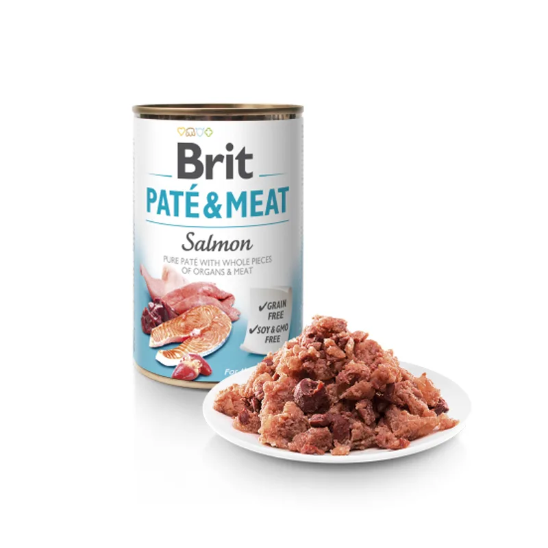 20230327111836_13de51a7 Brit Paté & Meat Υγρή Τροφή Σκύλων σε Κονσέρβα με Κρέας και Σολομό χωρίς Σιτηρά 400gr - Image 1