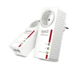 AVM Fritz! 1220E Set Powerline Διπλού Kit για Ενσύρματη Σύνδεση με Passthrough Πρίζα και 2 Θύρες Gigabit Ethernet