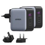 Ugreen Φορτιστής Χωρίς Καλώδιο GaN με Θύρα USB-A και 2 Θύρες USB-C 65W Γκρι (Worldwide Travel CD296)