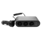 Savio SA-024 Φορτιστής Αυτοκινήτου με Θύρες: 2xUSB 3xΑναπτήρα μαζί με Καλώδιο Ενσωματωμένο Μαύρο Χρώμα