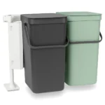 Brabantia Sort&Go Κάδος Απορριμμάτων Πλαστικός Dark Grey & Jade Green 16lt 2τμχ 214462