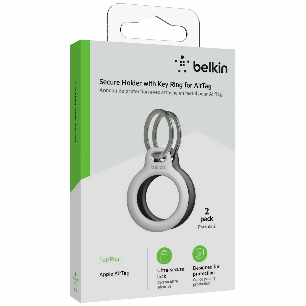 20230412152055_86631de7 Belkin Key Ring Θήκη Μπρελόκ Σιλικόνης για AirTag Black / White 2τμχ - Image 1