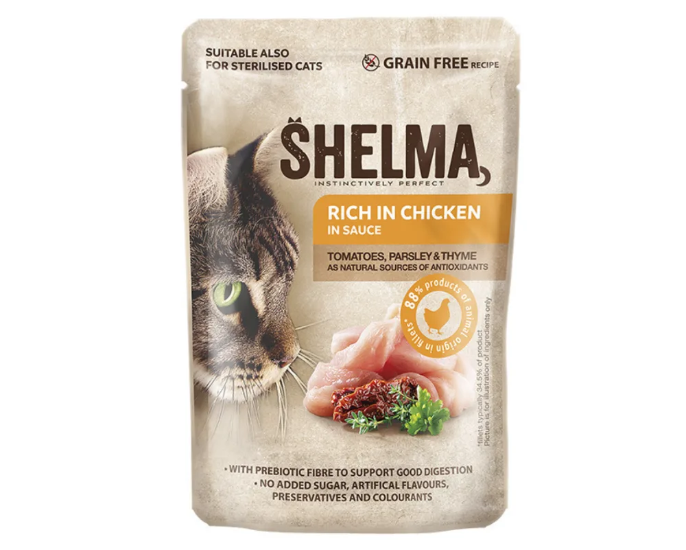 Shelma Sterilised Υγρή Τροφή για Ανήλικες Γάτες σε Φακελάκι με Κοτόπουλο χωρίς Σιτηρά 85gr - Image 1