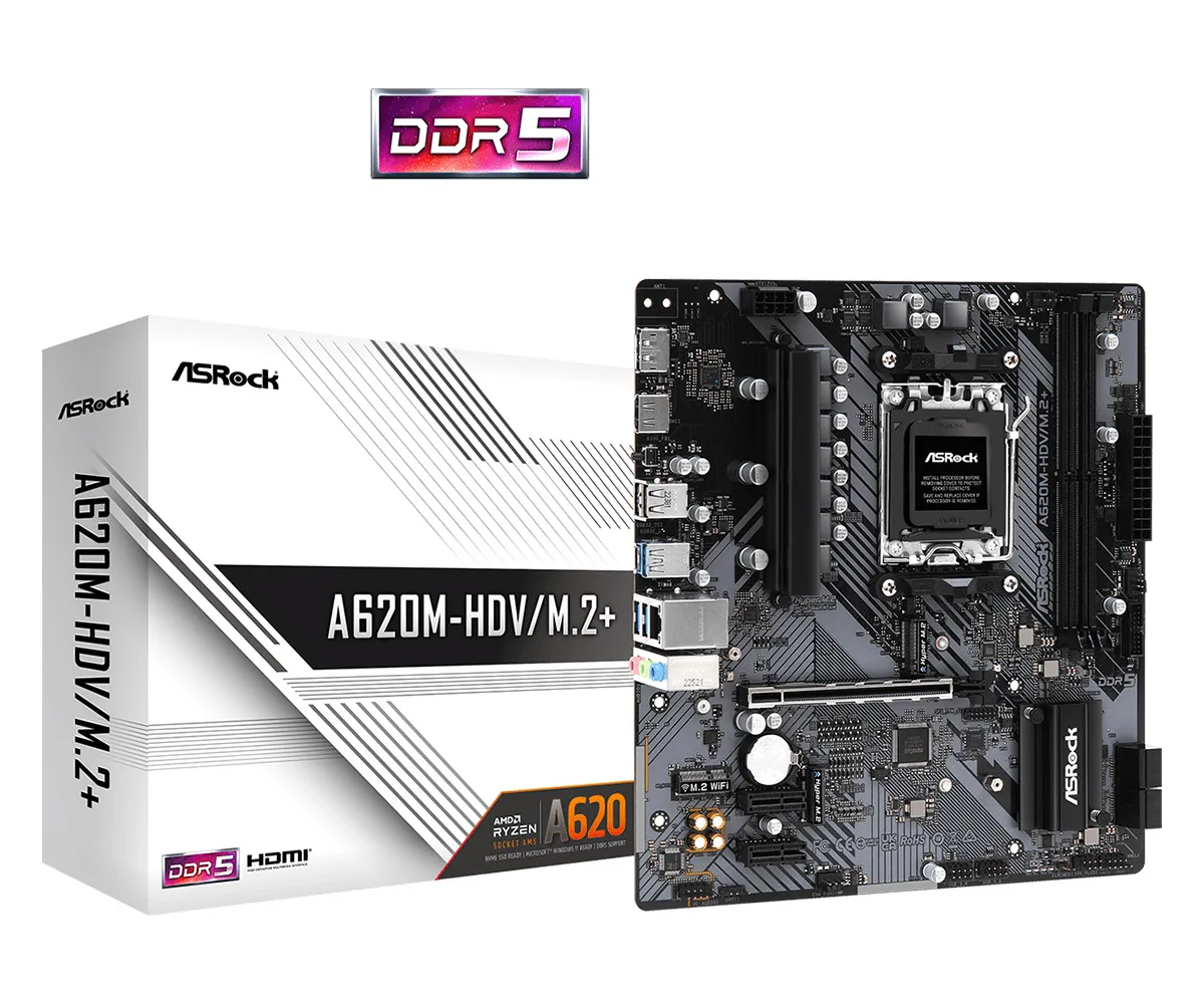 ASRock A620M-HDV/M.2+ Motherboard Micro ATX με AMD AM5 Socket 90-MXBLK0-A0UAYZ - Image 1