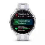 Garmin Forerunner 965 Titanium 47mm Αδιάβροχο Smartwatch με Παλμογράφο (Whitestone/Powder Grey)