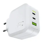 Green Cell Φορτιστής Χωρίς Καλώδιο GaN με Θύρα USB-A και 2 Θύρες USB-C 65W Power Delivery / Quick Charge 3.0 Λευκός (CHARGC08W)