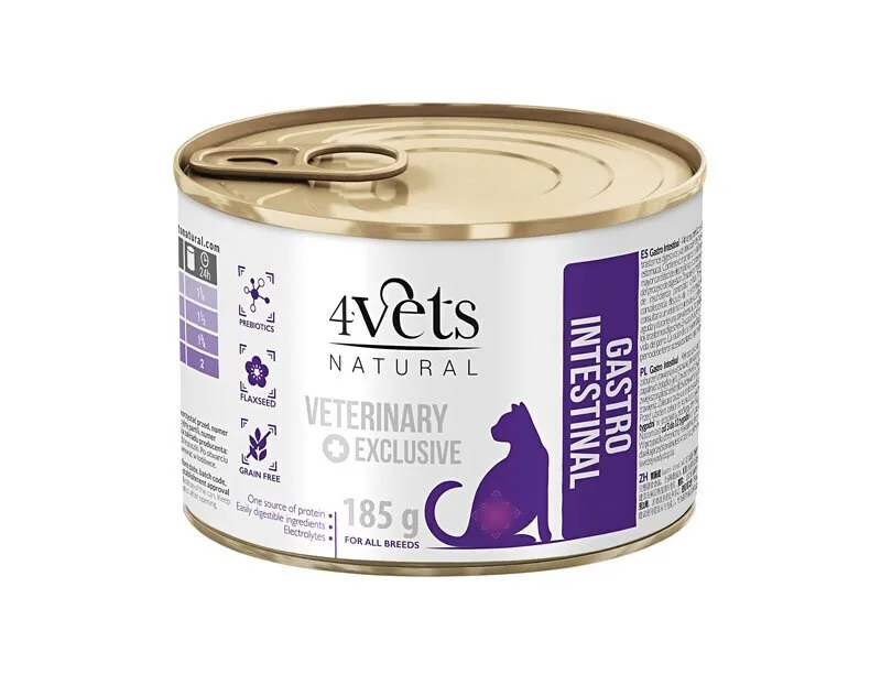 4Vets Veterinary Exclusive Gastrointestinal Υγρή Τροφή για Ενήλικες Γάτες σε Κονσέρβα χωρίς Γλουτένη 185gr 307496 - Image 1