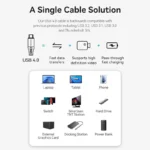 Vention Braided USB 4 Cable USB-C male - USB-C 240W Γκρι 1m (TAVHF)