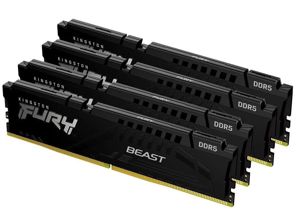 Kingston Fury Beast DDR5 128GB RAM με 4x32GB Modules και Ταχύτητα 5600 για Desktop KF556C40BBK4-128 - Image 1