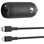 Belkin Φορτιστής Αυτοκινήτου 30W με μία Θύρα: 1xType-C μαζί με Καλώδιο Lightning Μαύρος CCA004BT1MBK