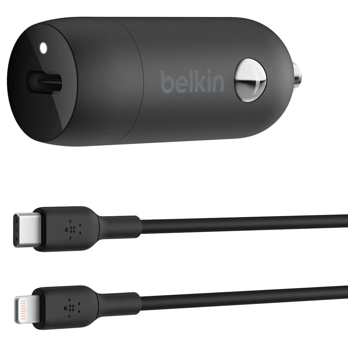 20230511112726_belkin_fortistis_aytokinitou_me_mia_thyra_type_c_mazi_me_kalodio_lightning_cca004bt1mbk Belkin Φορτιστής Αυτοκινήτου 30W με μία Θύρα: 1xType-C μαζί με Καλώδιο Lightning Μαύρος CCA004BT1MBK - Image 1