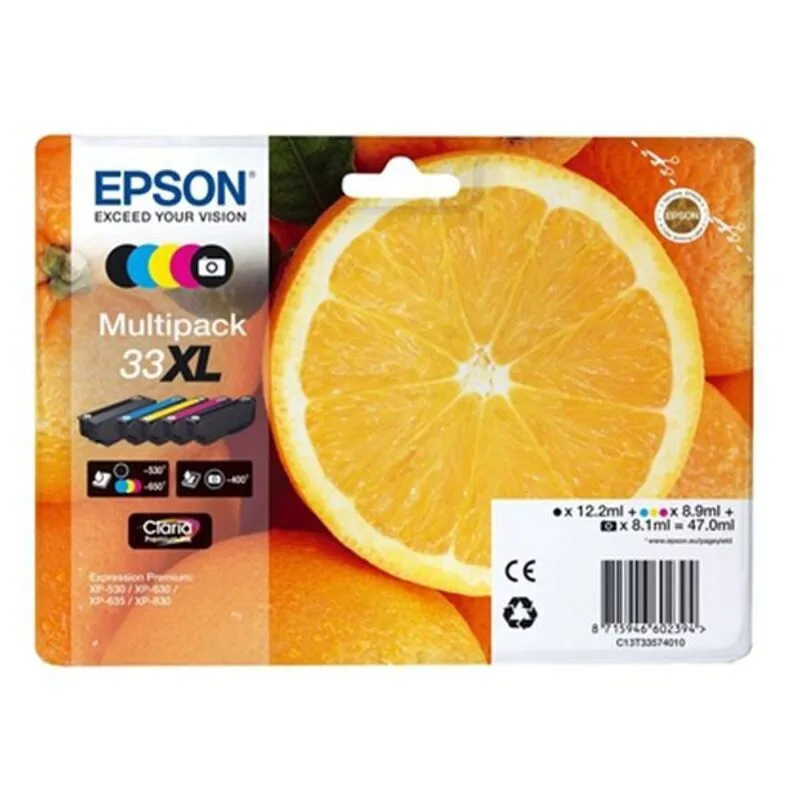 Epson 33XL Γνήσιο Πακέτο 5 Μελανιών Εκτυπωτή InkJet Μαύρο / Πολλαπλό (Color) (C13T33574021) - Image 1