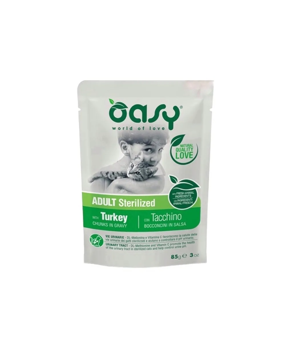 Oasy Adult Sterilised Υγρή Τροφή για Ενήλικες Γάτες σε Φακελάκι με Γαλοπούλα 85gr 1089 - Image 1