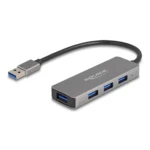 DeLock USB 3.2 Hub 4 Θυρών με σύνδεση USB-A Γκρι (63171)