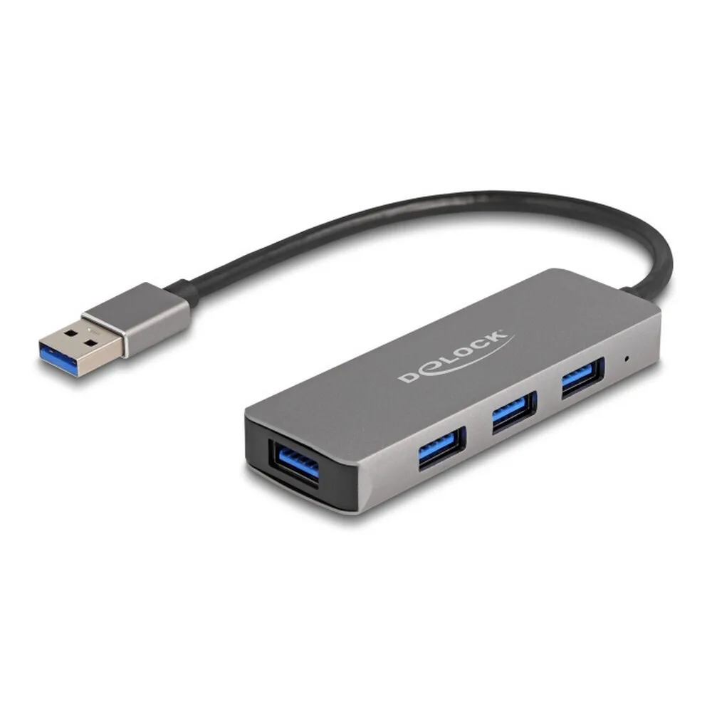 DeLock USB 3.2 Hub 4 Θυρών με σύνδεση USB-A Γκρι (63171) - Image 1