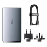 Baseus Φορτιστής GaN με Θύρα USB-A και Θύρα USB-C και Καλώδιο USB-C 65W Γκρι (Gan5)