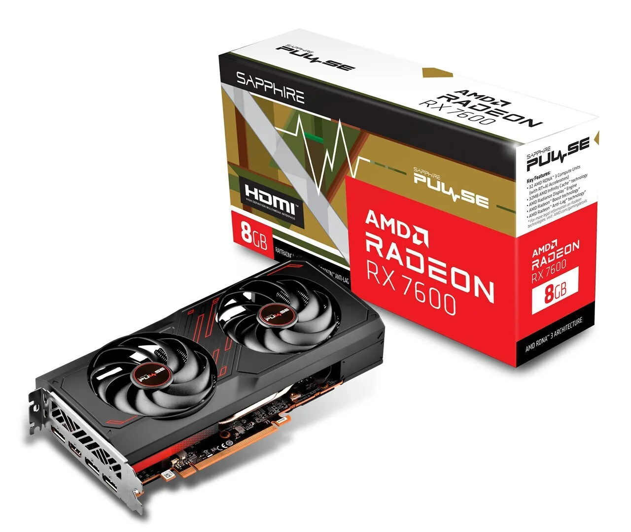 Sapphire Radeon RX 7600 8GB GDDR6 Pulse Κάρτα Γραφικών 11324-01-20G - Image 1