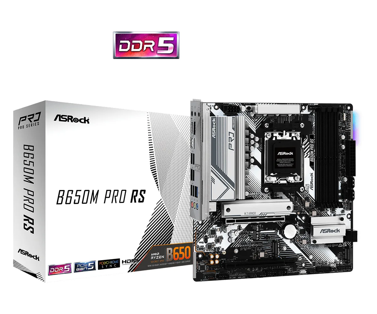 ASRock B650M Pro RS Motherboard Micro ATX με AMD AM5 Socket 90-MXBLP0-A0UAYZ - Image 1