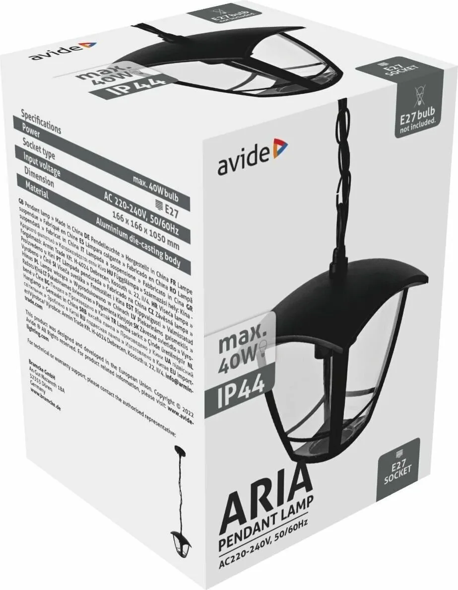 20230605141543_avide_aria_kremasto_fotistiko_orofis_exoterikou_chorou_e27_se_mayro_chroma_aopl_1xe27_aria Avide AOPL-1XE27-ARIA Κρεμαστό Φωτιστικό Οροφής Εξωτερικού Χώρου E27 σε Μαύρο Χρώμα 15.001.1619 - Image 1