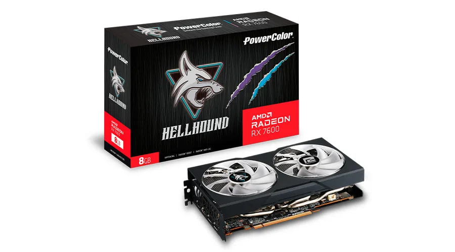 PowerColor Radeon RX 7600 8GB GDDR6 Hellhound Κάρτα Γραφικών RX 7600 8G-L/OC - Image 1