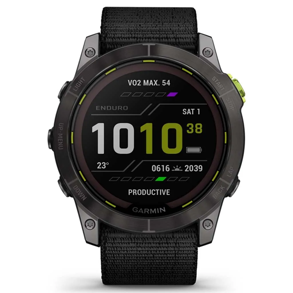 Garmin Enduro 2 Solar Titanium 51mm Αδιάβροχο Smartwatch με Παλμογράφο (Grey DLC Titanium with UltraFit Nylon Strap) - Image 1
