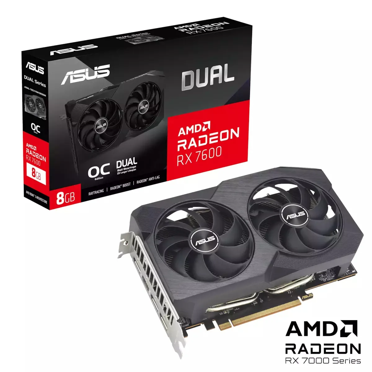 Asus Radeon RX 7600 8GB GDDR6 Dual OC V2 Κάρτα Γραφικών 90YV0IH2-M0NA00 - Image 1