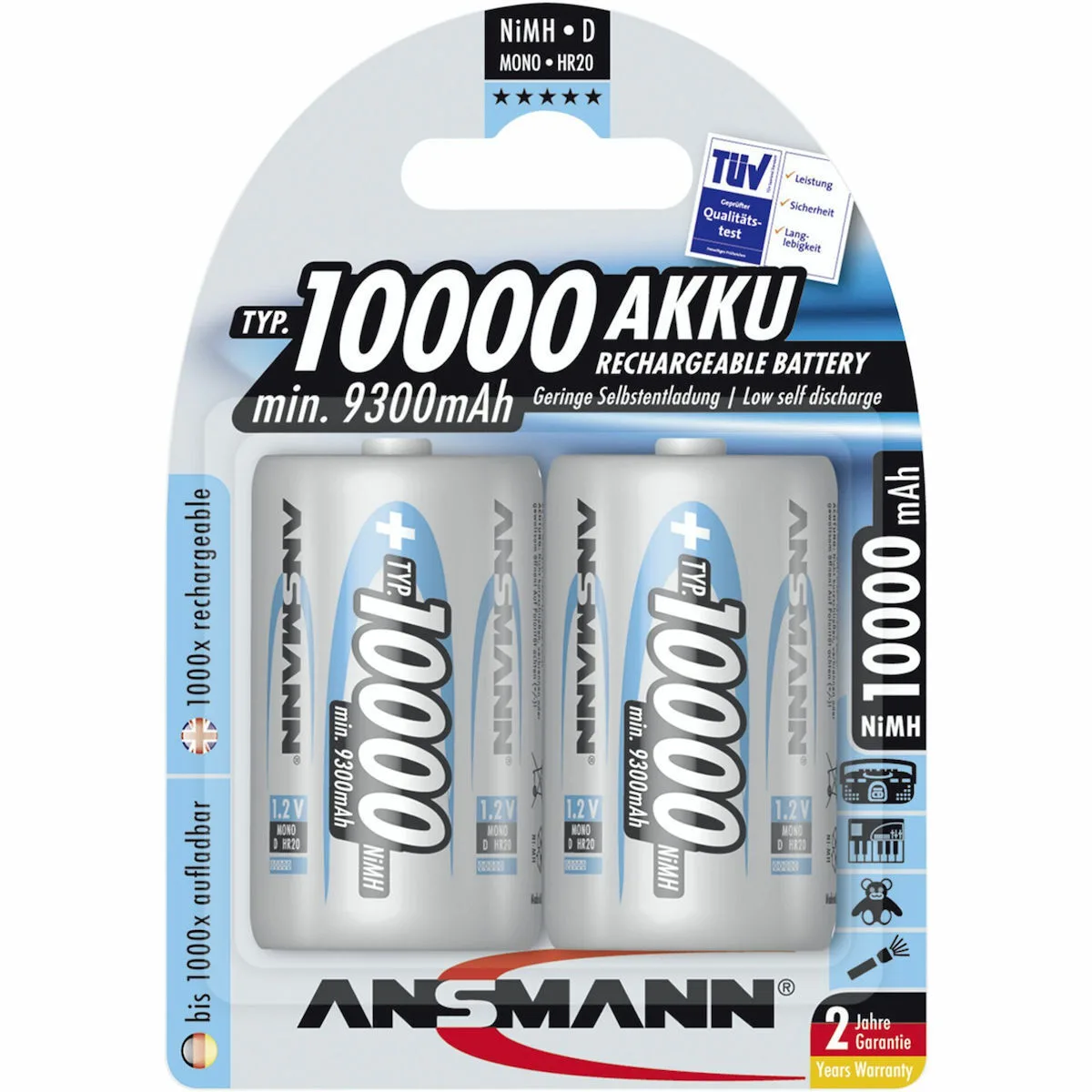Ansmann Επαναφορτιζόμενες Μπαταρίες D Ni-MH 10000mAh 1.2V 2τμχ - Image 1