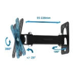 Esperanza Horus ERW011 Βάση Τηλεόρασης Τοίχου έως 50" και 20kg Μαύρο