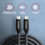 Axagon Braided USB 3.2 Cable USB-C male - USB-C 100W Μαύρο 2m (BUCM32-CM20AB)