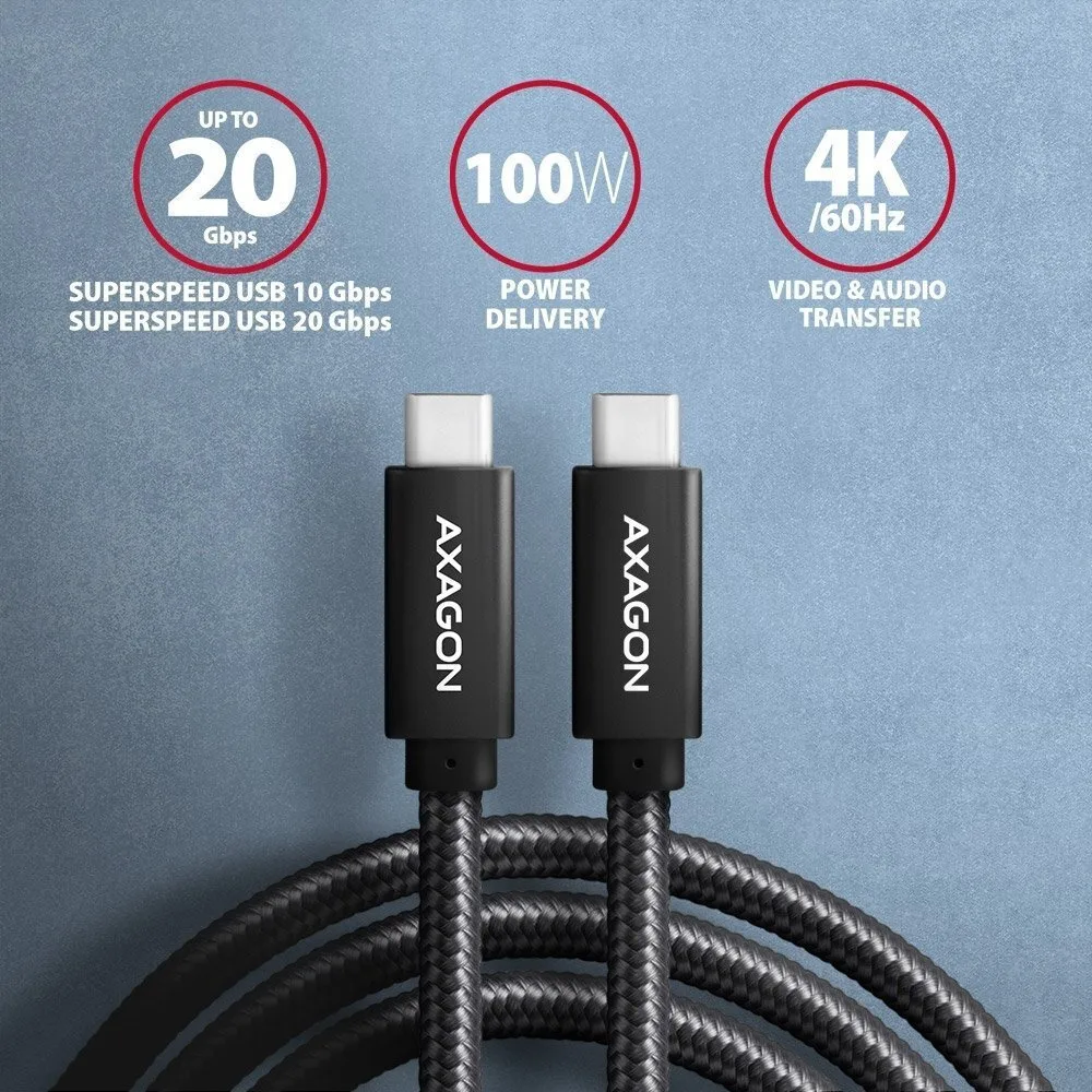 20230711143857_393f2869 Axagon Braided USB 3.2 Cable USB-C male - USB-C 100W Μαύρο 2m (BUCM32-CM20AB) - Image 1
