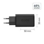 SBS Φορτιστής Χωρίς Καλώδιο GaN με Θύρα USB-C 65W Power Delivery Μαύρος (TRGAN1C65W)
